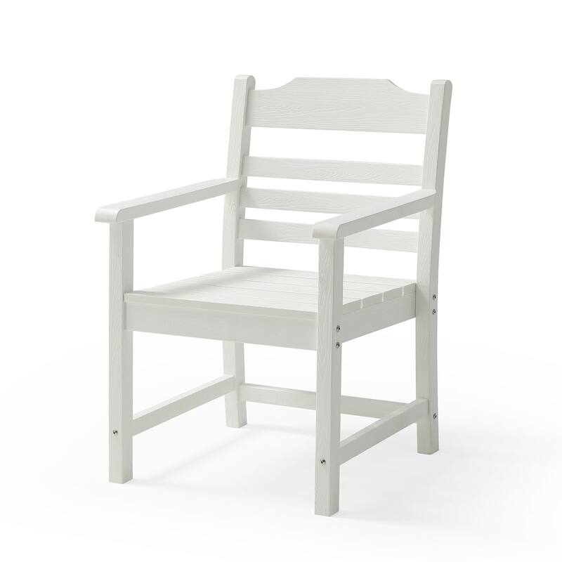 Farmhouse Dining Chair with Armrest Set of 2, Patio Bar Stools, Outdoor Furniture Slat Back Solid Wood Seat Chairs