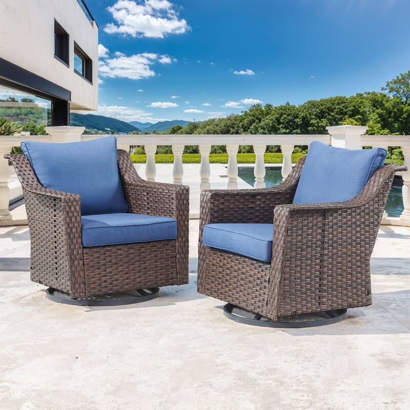 Gymojoy Outdoor Wicker Swivel Glider Chairs with Cushions