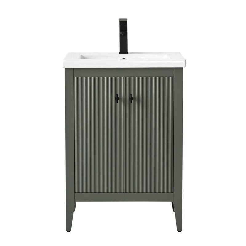 Vanity Art 24" Single Sink Bathroom Vanity Cabinet with Ceramic Top