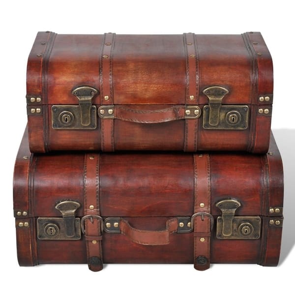 Shop Black Friday Deals On Vidaxl Wooden Treasure Chest 2 Pcs Vintage Brown Overstock 18964878