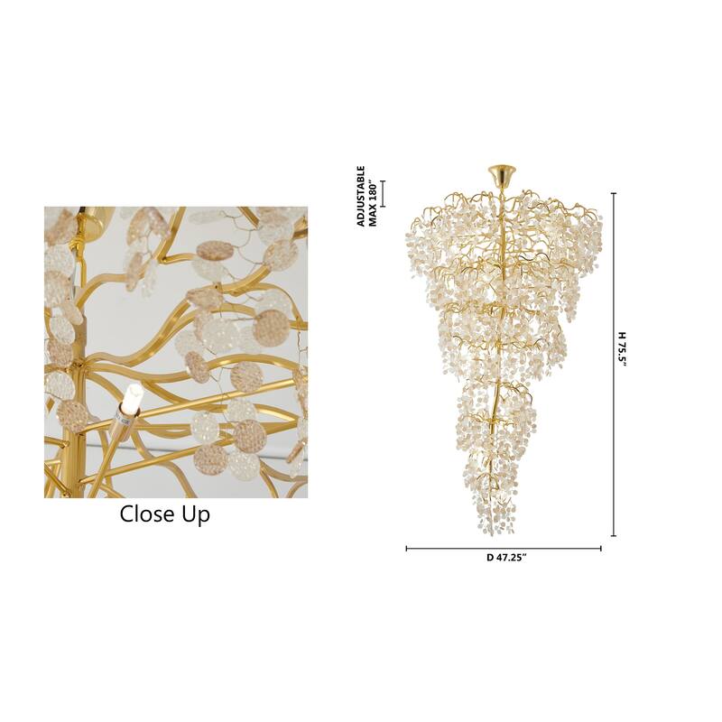 25-Light Gold Chandelier With Clear And Champagne Glass Petals