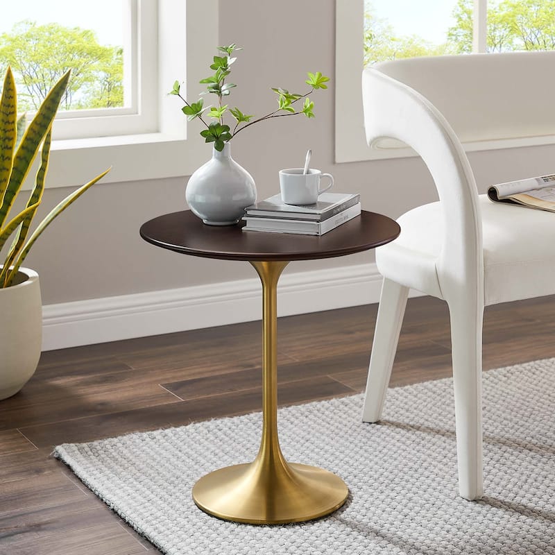 Lippa 20" Round Wood Grain Side Table - Gold Cherry