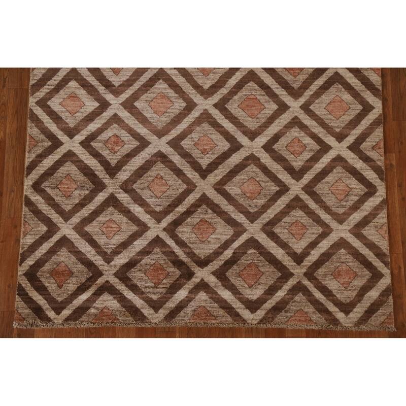 Geometric Gabbeh Kashkoli Oriental Area Rug Hand-knotted Wool Carpet - 5'2" x 7'10"