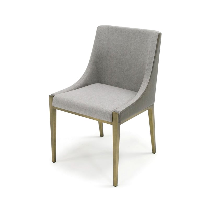 Brass/Gray Faux Leather Upholstered Metal Frame Dining Chair, Sturdy Dining Chair for Dining Rooms - 19.5