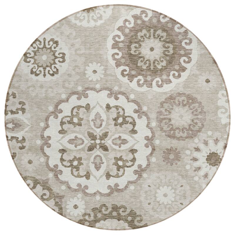 Machine Washable Indoor/ Outdoor Chantille Casual Medallion Rug