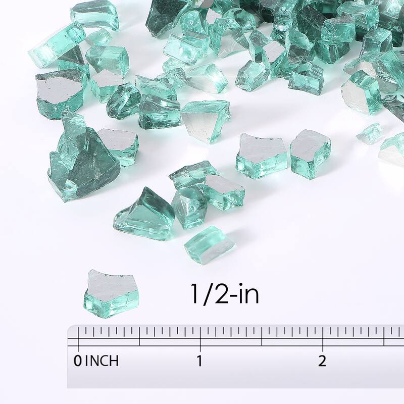 10 lbs. 1/2-in Green Reflective Tempered Fire Glass for Gas Fire Pit