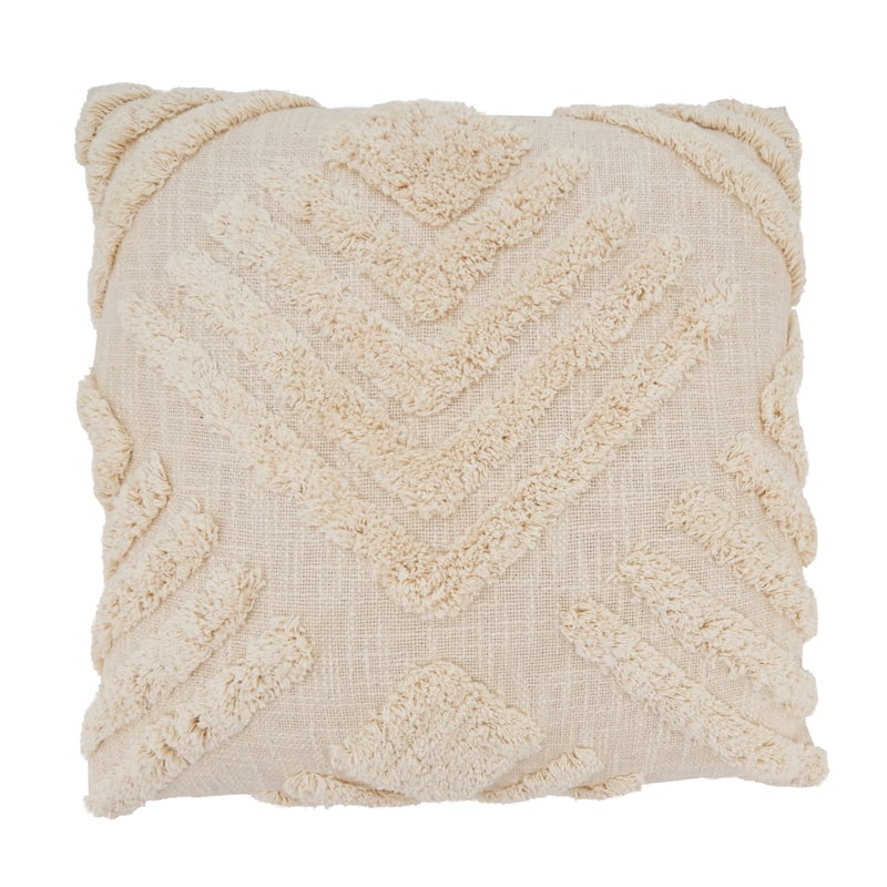 Chic Geometric Tufted Throw Pillow - 20"x20" - Feather Down - Natural