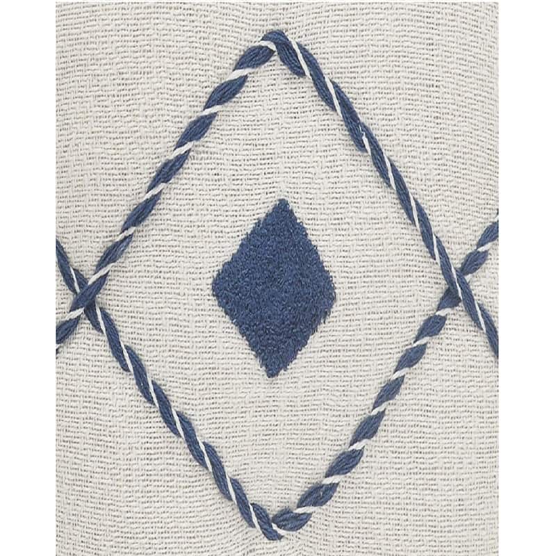 Handwoven Coastal Diamond Square Throw Pillow - 20" - Blue and White