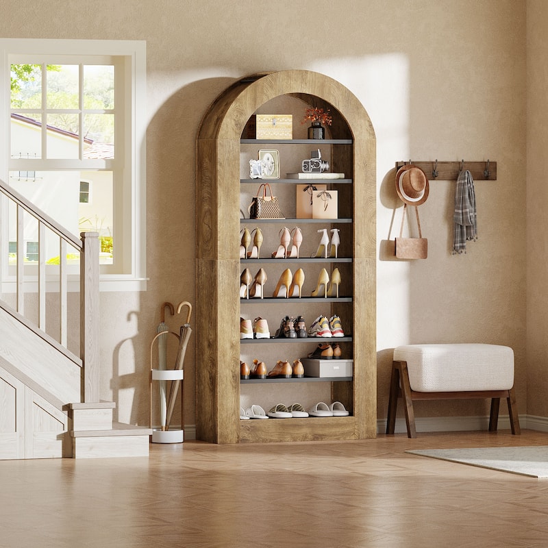 8 Tier 20-24 Pairs Tall Arched Shoe Rack for Closet/ Entryway - 8-tier