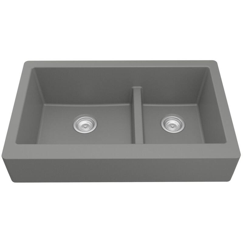 Karran USA QAR-760 Quartz QAR 34" Farmhouse Double Basin Quartz - Grey