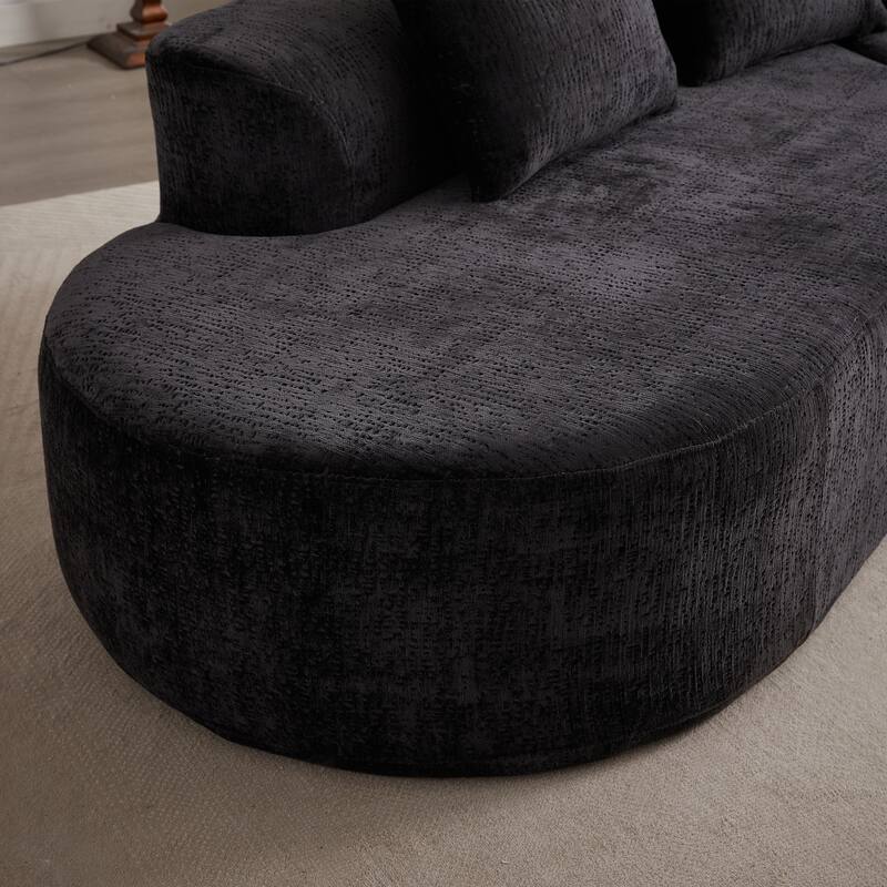 114" Chenille Cloud Sectional Sofa with Extra Deep Seating, and 4 Throw Pillows & No-Assembly Design