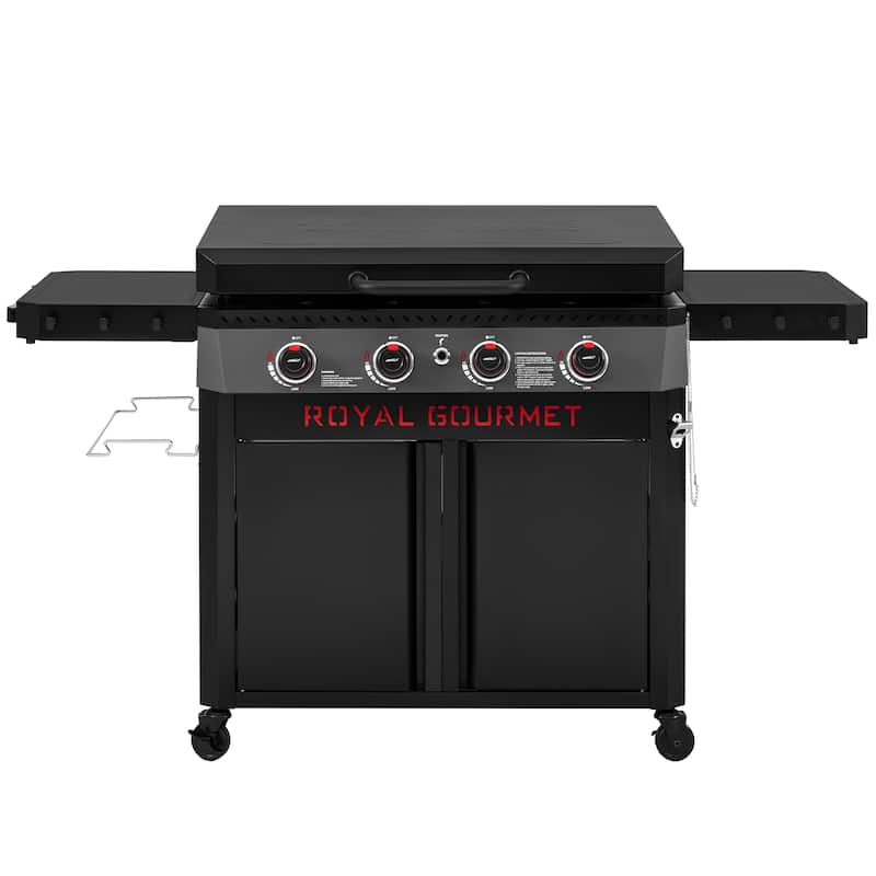 Royal Gourmet 4-Burner Black Gas Griddle with Hood - Propane Gas