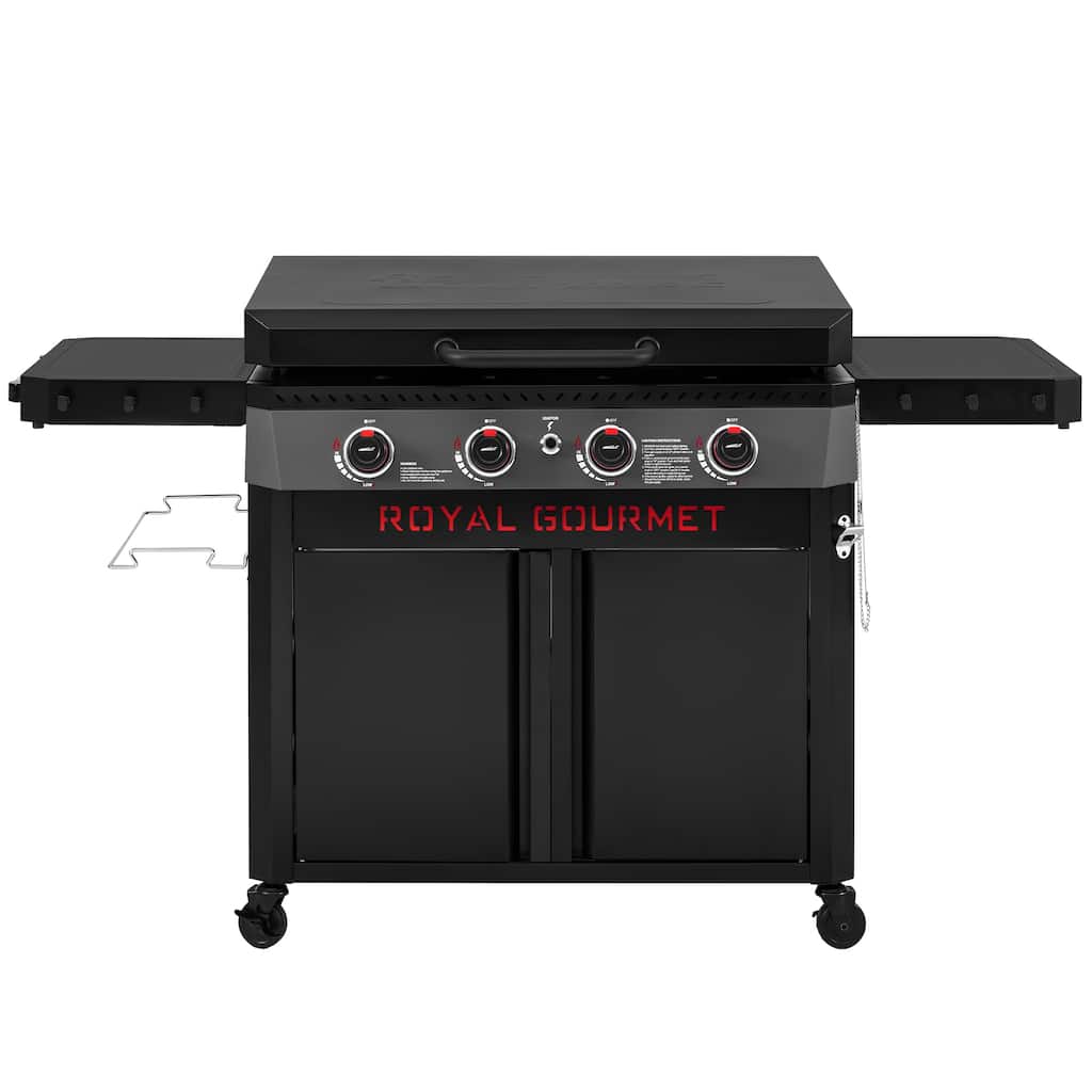 Royal Gourmet 4-Burner Black Gas Griddle with Hood