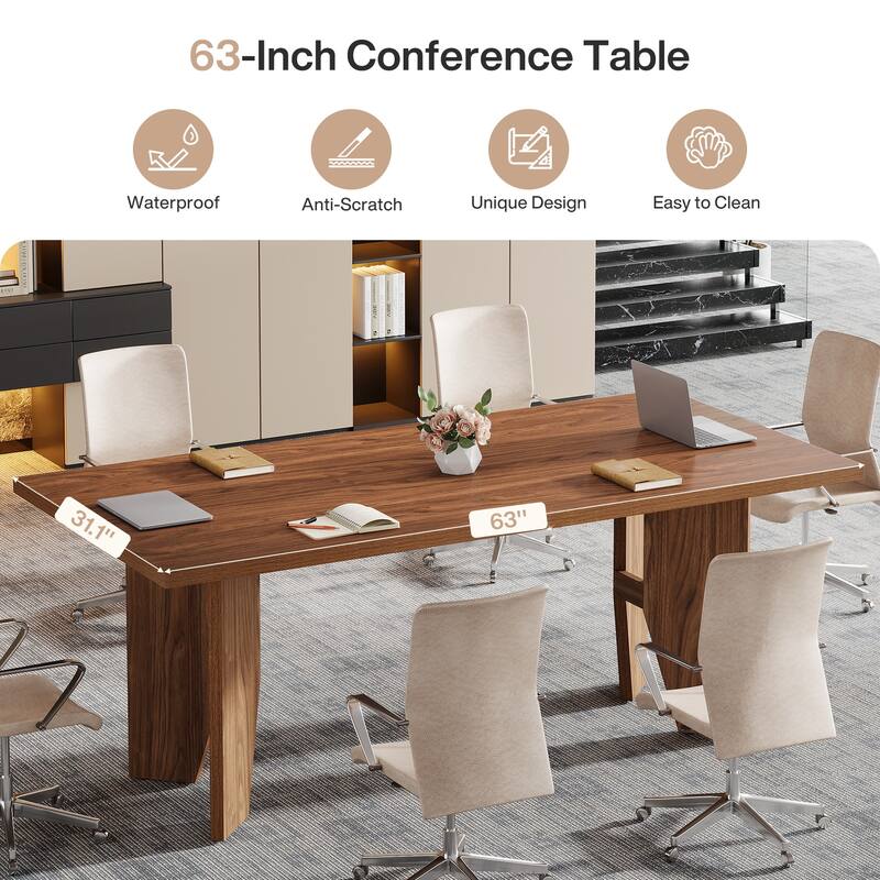 5.3ft Conference Table for 4-6 People, Rectangular Conference Room Table - N/A