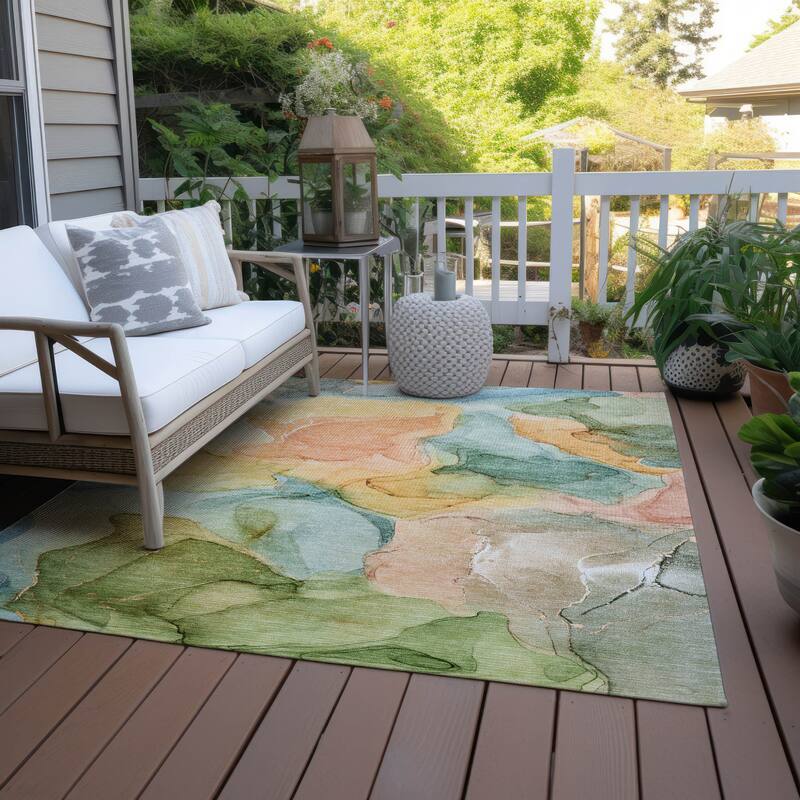 Dava Modern Art-Inspired Weather Resistant Timeless Fusion Outdoor Rug