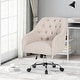preview thumbnail 1 of 8, Home Office Chair with Curved Backrest, Adjustable Height Button Tufting Dressing Stool, Upholstered Work Stool with Wheels Beige