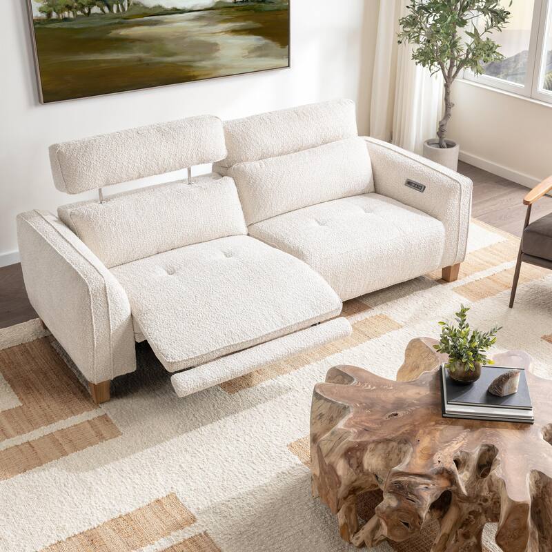 Classic Home Conway Zero Gravity Power Recliner Upholstered Sofa - Ivory Boucle