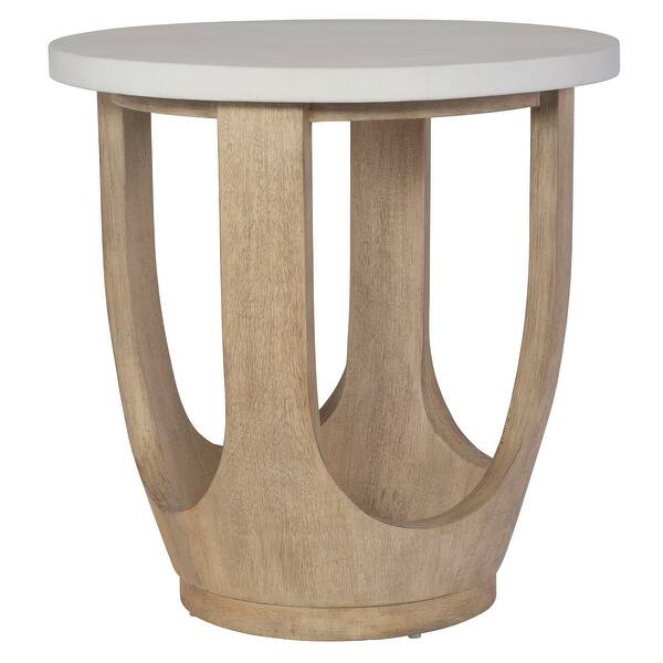 slide 2 of 6, Uttermost Tatli Stone Top Side Table - 24"W x 24.4"H x 24"D