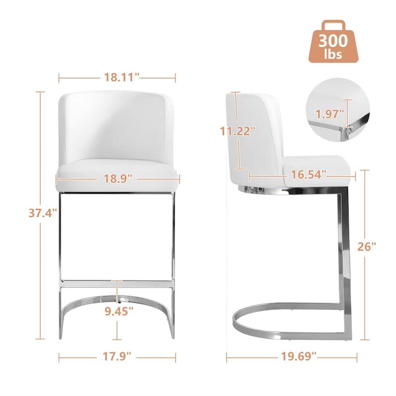 26" Upholstered Bar Stools, Counter Height Stools - 18.11"W x 19.69"D x 37.4"H