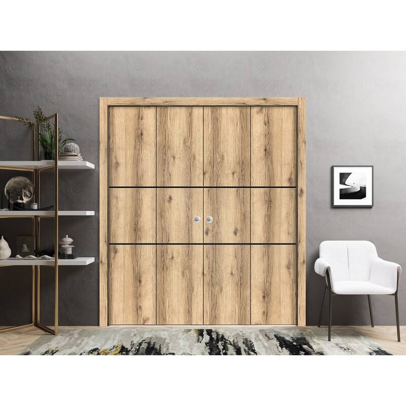 Double Bi-fold Doors Planum 0014 Oak with Sturdy Tracks