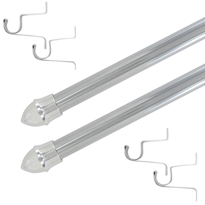 Set of 2 Cafe Curtain Rods Adjustable - Diam 1/2 - 19" to 29" - Chrome