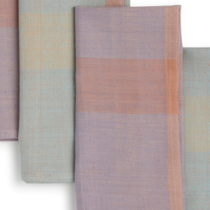 SIENNA Banded Handmade Napkins by Sustainable Threads | 100% Cotton | Fairtrade | 16x16 inch (Set of 4) - 16"x16"