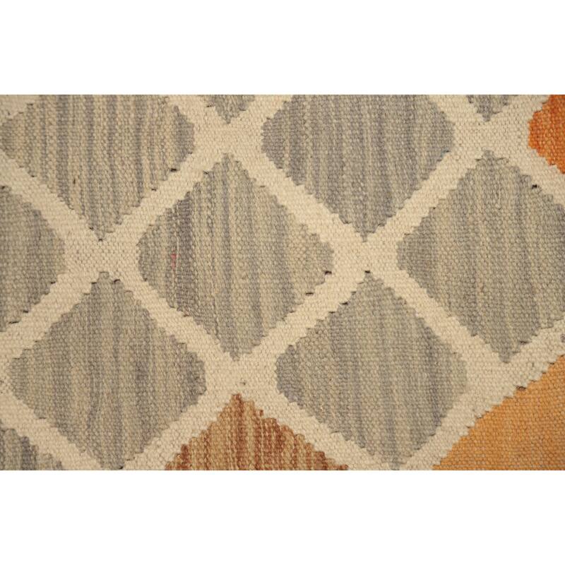 Hand Woven Oriental 100% Wool Carpet Southwestern Tribal Greys & Charcoal Kilim Area Rug - 4' 10'' X 3' 3''
