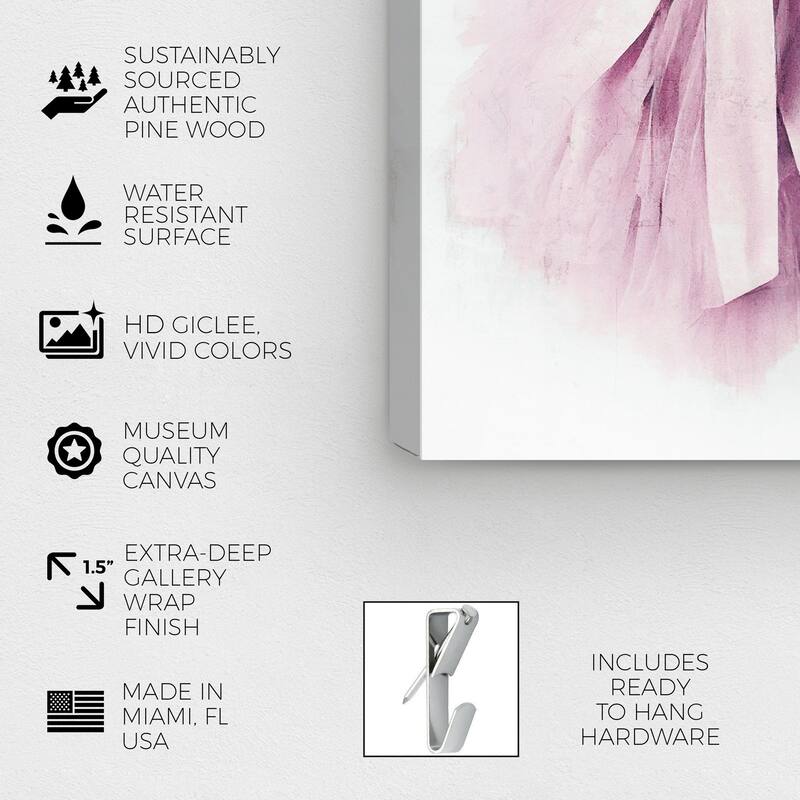 Wynwood Studio Fashion and Glam Long Tulle Dress Purple and Traditional Wall Art Canvas Print