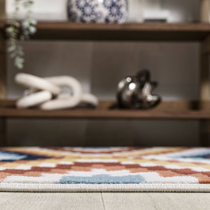 JONATHAN Y Flow High-Low Two-Tone Monstera Leaf Area Rug