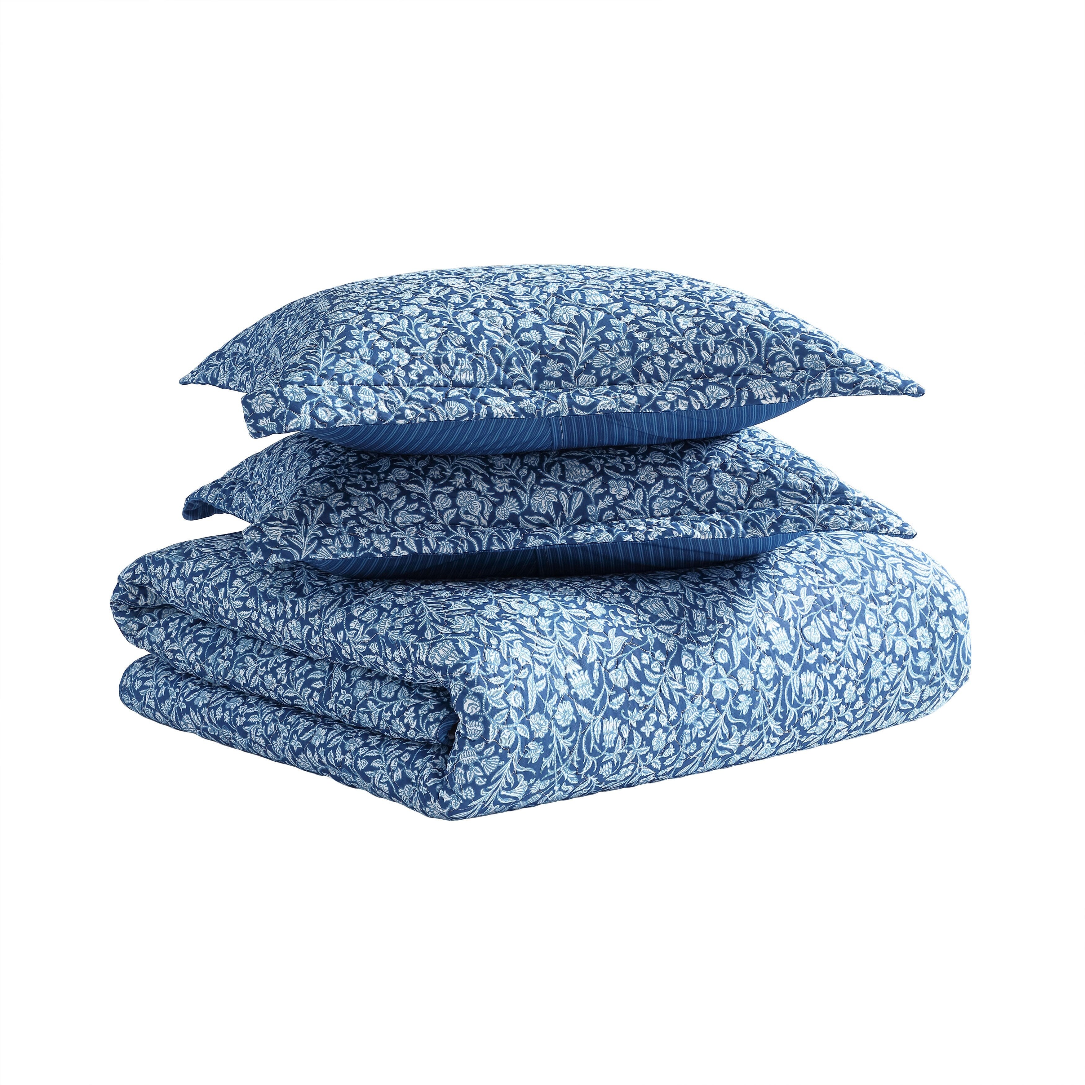 Laura Ashley Home Zachte satijnen katoenen beddengoed Set-slank, glad en ademend huisdecoratie, Lorelei donkerblauw/wit, koningin