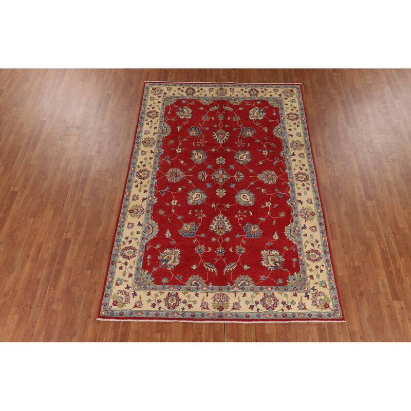 Red Oushak Oriental Area Rug Handmade Wool Carpet - 6'7" x 9'8"