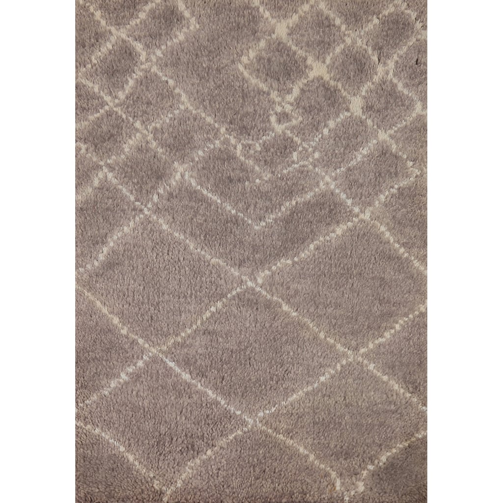 Brown Moroccan Oriental Foyer Rug Handmade Wool Carpet - 2'0"x 3'0"