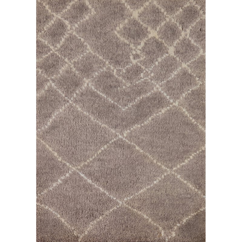 Brown Moroccan Oriental Foyer Rug Handmade Wool Carpet - 2'0"x 3'0"