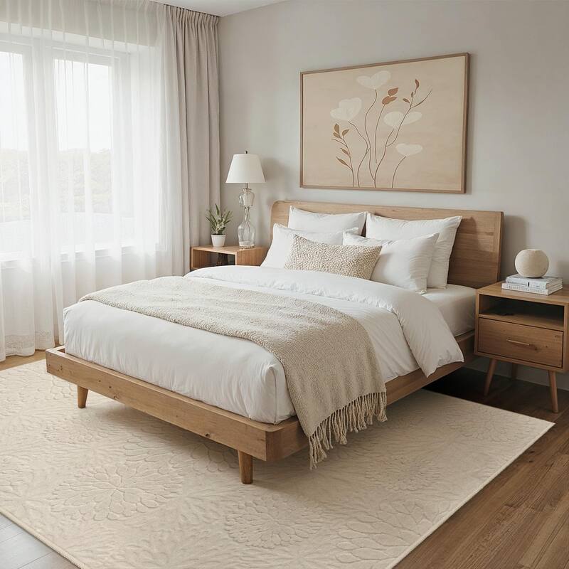 Mcow High-Low Textured Plush Washable Non-Slip Area Rug