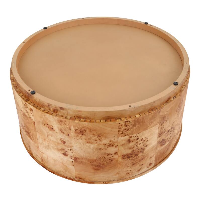 NPD Furniture Arsenio Burl Wood Round Coffee Table or Side/End Table