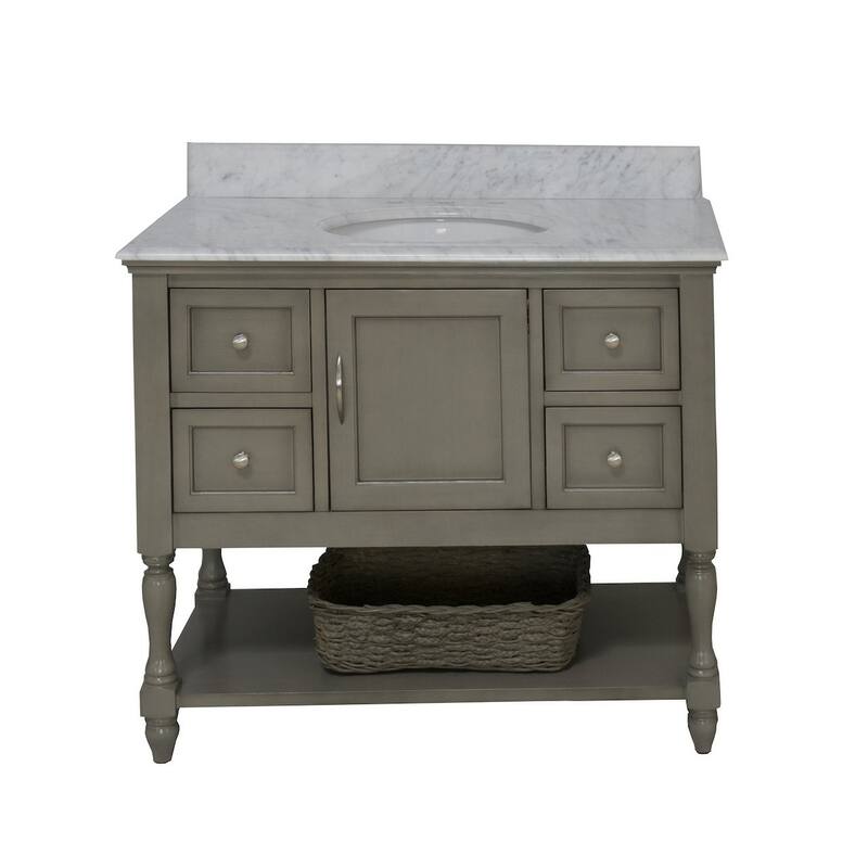 KitchenBathCollection Beverly 42" BathroomVanity w/ Carrara Marble Top