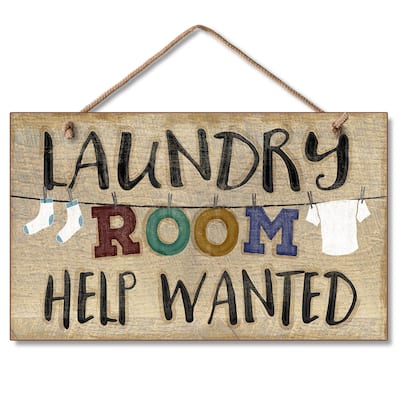 9.5 X 5.75 Hanging Wood Sign -Laundry Room Help (ORDER)HIGHLAND