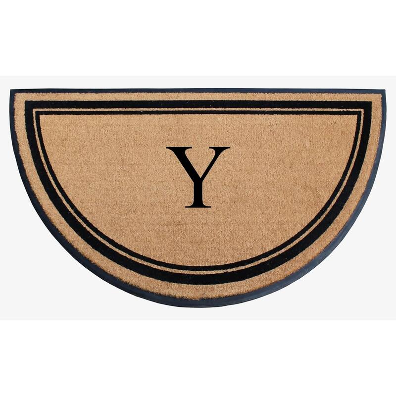 A1HC Natural Coir & Rubber Hand Flocked Thick Durable Monogrammed Doormats, 36" x 72" - Beige Picture Frame - Y