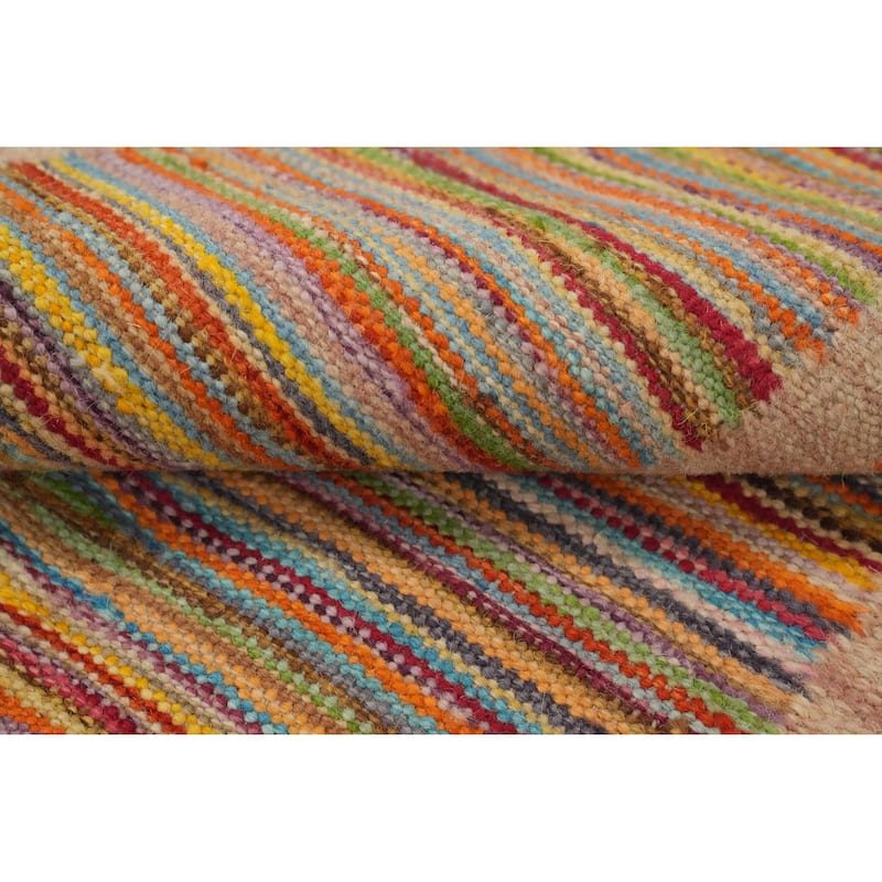 Hand Woven Oriental 100% Wool Carpet Southwestern Geometric Multi-Colored Kilim Area Rug - 6' 3'' X 4' 8''