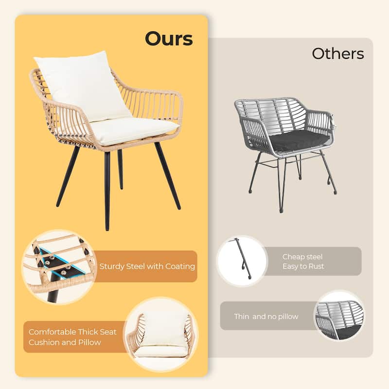 5-PC Wicker Outdoor Sofa Set, 2 Chairs, 2 Ottomans, 1 Table