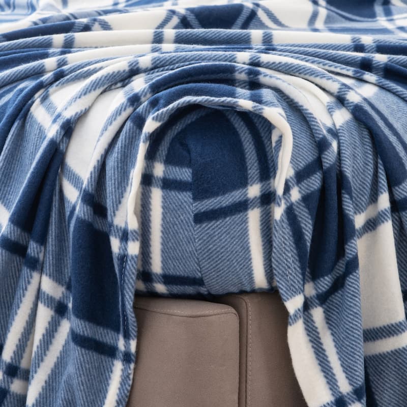 Great Bay Home Super Soft Extra Plush Plaid Fleece Bed Sheet Set