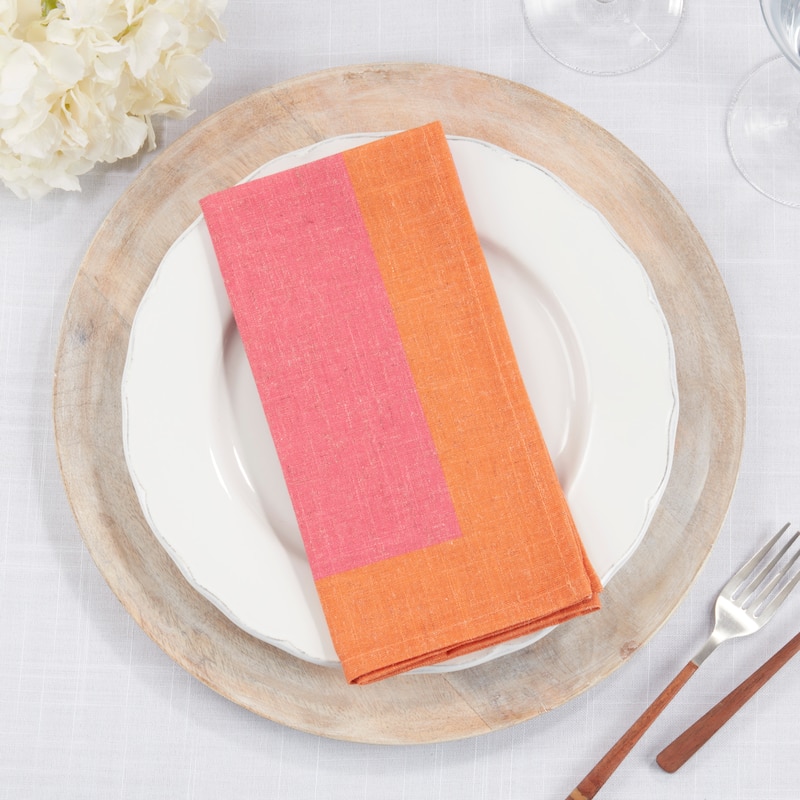 Color-Blocked Edge Napkin (Set of 4) - 20"x20"