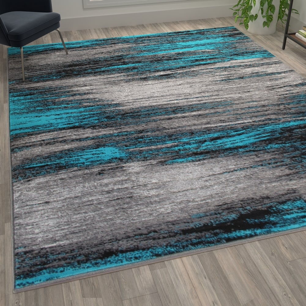 Abstract Style Accent Area Rug - Scraped Pattern