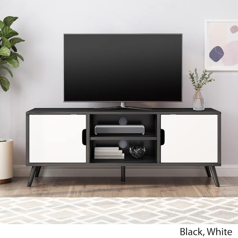 Peermont Mid-Century Modern TV Stand with 2 Doors and 2 Shelves by Christopher Knight Home - 47.25" W x 15.50" D x 18.50" H