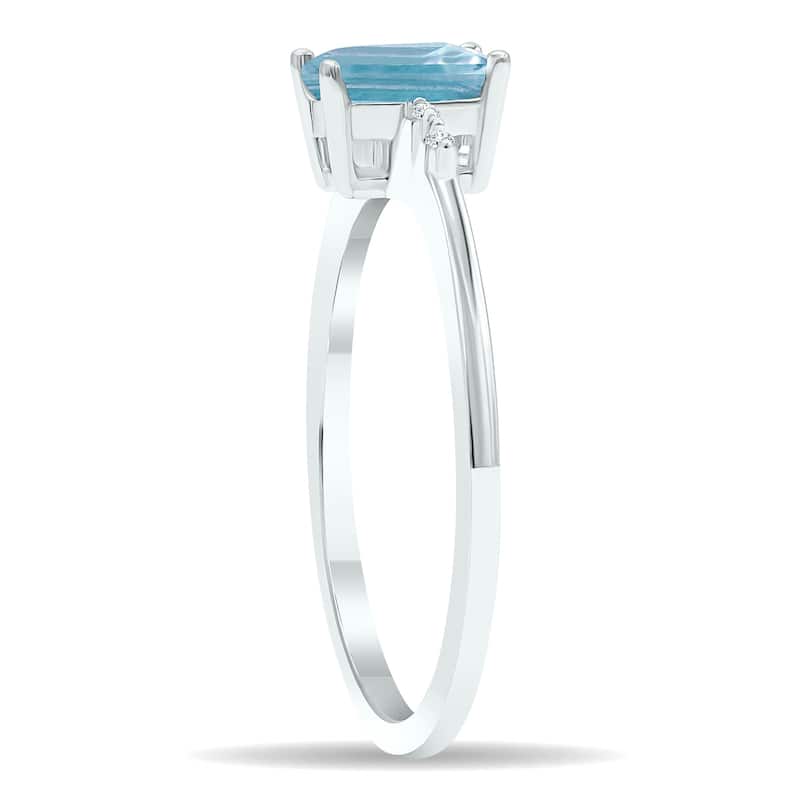 Women's Aquamarine and Diamond Sparkle Ring in 10K White Gold