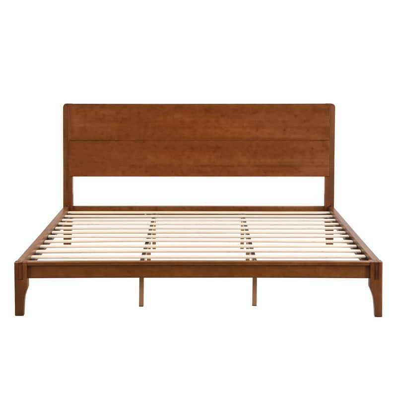 Mid-Century Modern Full/Queen/King Size 12 Inch Bamboo Wood Platform Bed