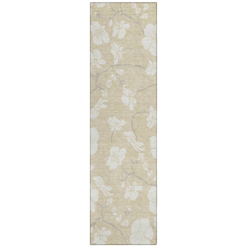 Machine Washable Indoor/ Outdoor Calm Floral Chantille Rug