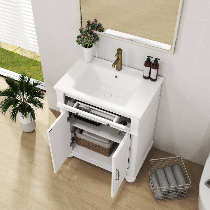 28-36 inch Transitional Single Bathroom Vanity with Ceramic Sink
