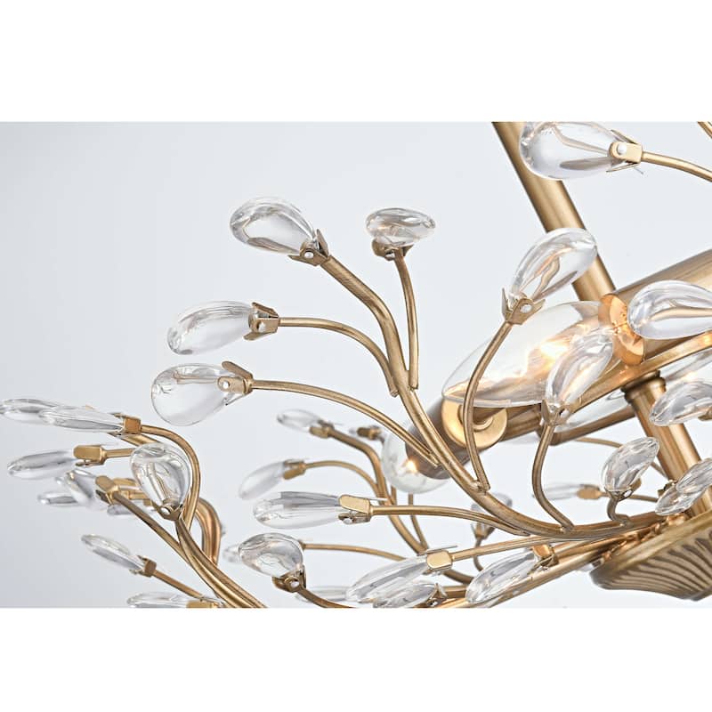 Flavia 4-light Crystal Beaded 9-Branch Semi-Flush Mount - 18 inches in diameter x 12 inches H