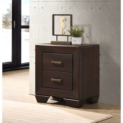 Copper Dark Cocoa 2-Drawer Rectangular Nightstand For Living Room